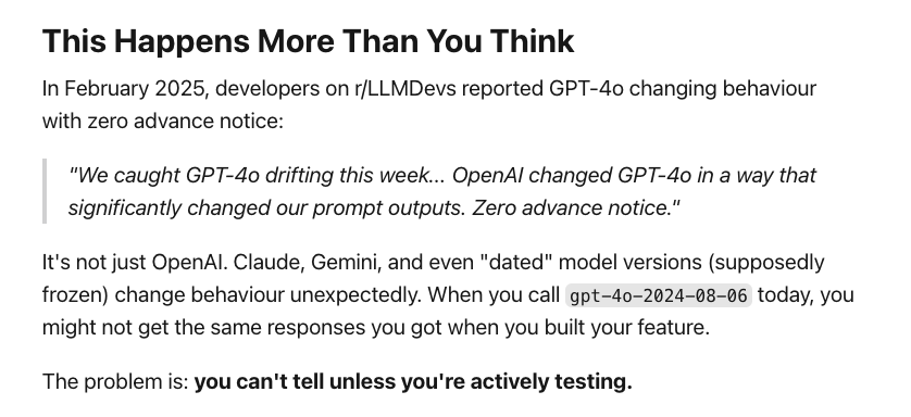 GPT-4o version drift - developers report model changing behavior with zero advance notice